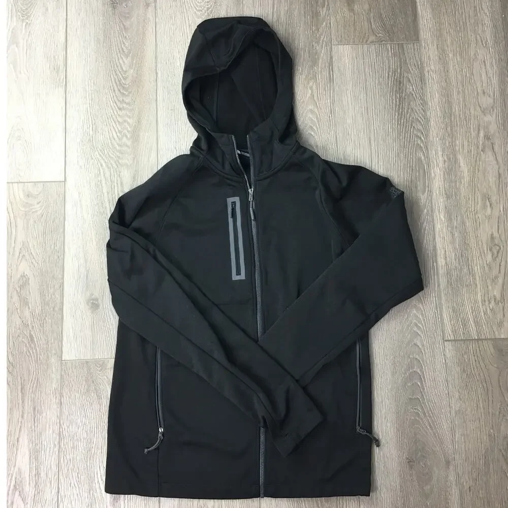 The North Face Mens Canyon Flat Fleece Hooded Jacket Full Zip Black Small